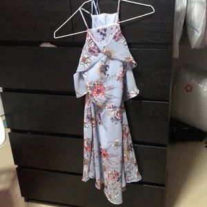 Blue floral print dress